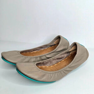 Tieks Taupe Leather Classic Ballet Flats Women's Size 8 Foldable Neutral